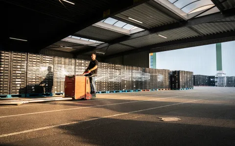 Lagermitarbeiter sichert Ware